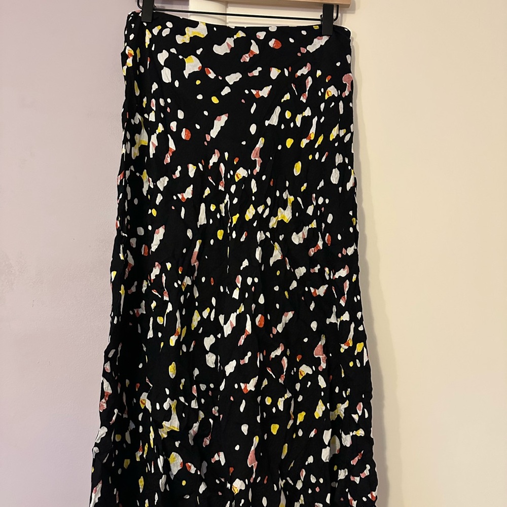 ba&sh Black Maxi Skirt with Pink, Yellow and White Speckles